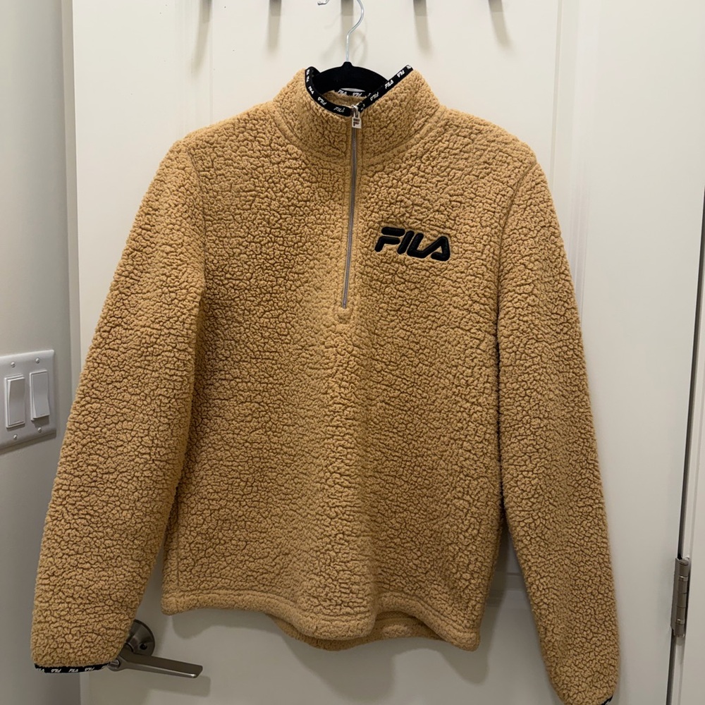 FILA Tan Sherpa Fleece Jacket with Logo Tag